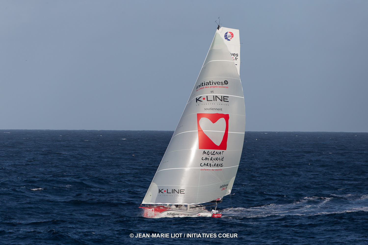Tanguy de Lamotte onboard IMOCA Initiatives Coeur, before the start of the Vendée Globe 2016, start november 6th 2016, training off Belle Ile on September 25, 2016. Photo © Jean-Marie LIOT / INITIATIVES COEUR